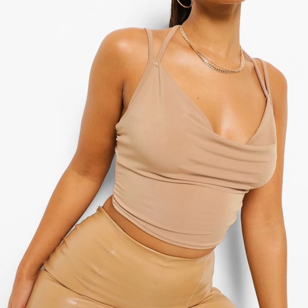 Slinky Cowl Neck Crop Top